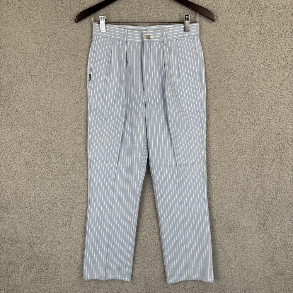 Vintage Polo Ralph Lauren Pants Trousers‎ Women's 12 Blue White Stripe Pleated